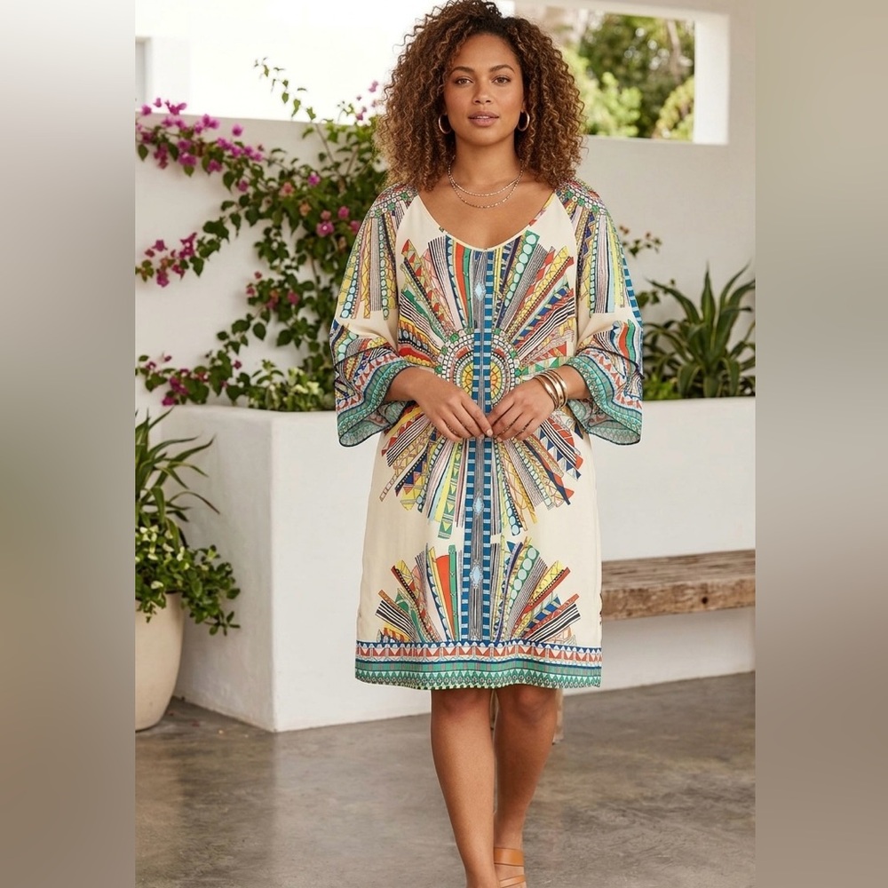 Gibson Latimer Boho Western cold shoulder dress size S
